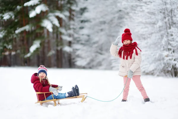 Bambine nel parco invernale — Foto Stock