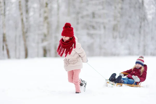 在冬季公园的小女孩 — 图库照片