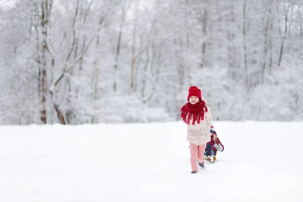 Małe dziewczynki w winter park — Zdjęcie stockowe