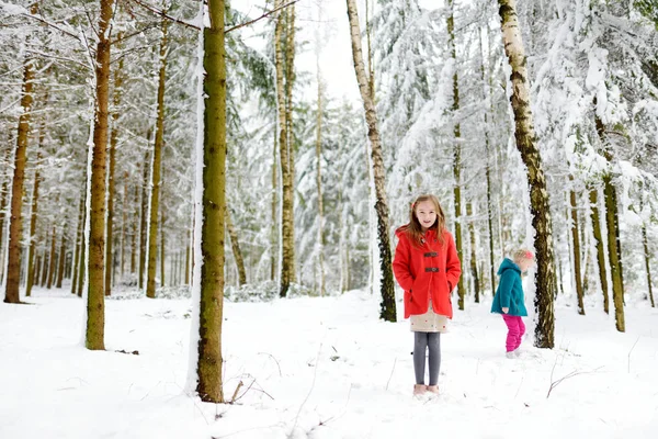 Små flickor i Vinterparken — Stockfoto