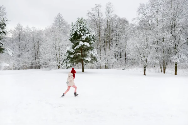 Menina no parque de inverno — Fotografia de Stock