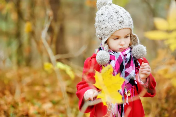 Niño jugando en el parque de otoño . — Foto de Stock