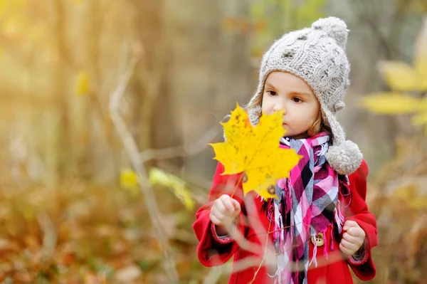 Kind spielt im Herbstpark. — Stockfoto