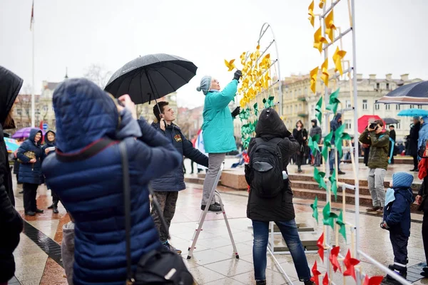 Vilnius Lituania Marzo 2016 Personas Que Participan Eventos Festivos Mientras — Foto de Stock