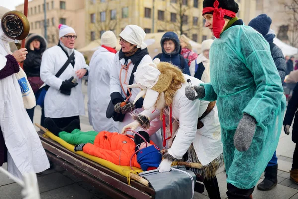 People celebrating Uzgavenes — Stock Photo, Image