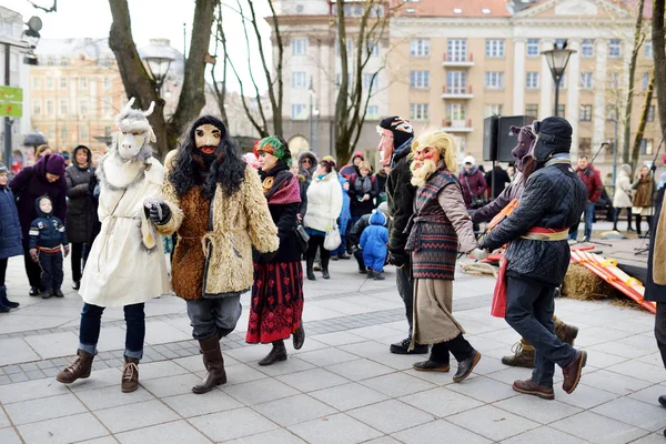 People celebrating Uzgavenes — Stock Photo, Image