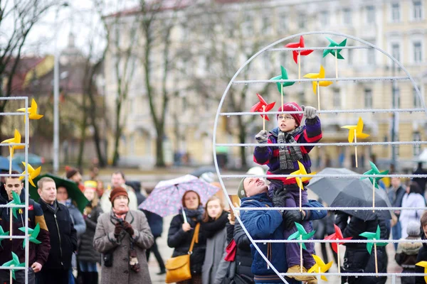 2016 People Вільнюс Литва Березня Бере Участь Святкових Заходах Литва — стокове фото