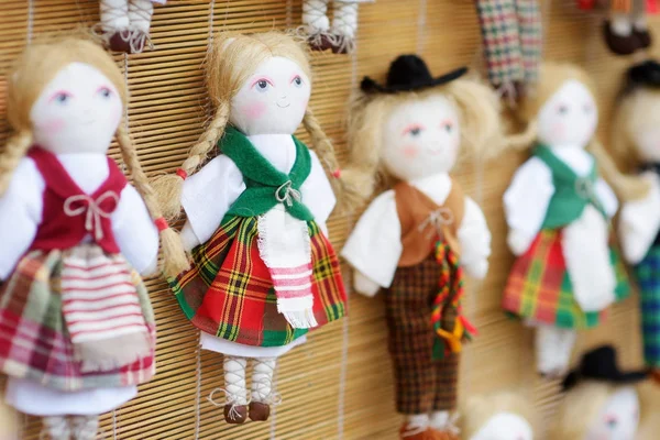 Cute handmade rag dolls — Stock Photo, Image