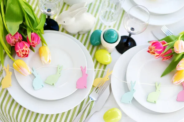 Beautiful table setting for Easter celebration — Stock Photo, Image