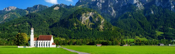 Igreja Branca Bonita Peregrinação Colman Situada Perto Castelo Famoso Neuschwanstein — Fotografia de Stock