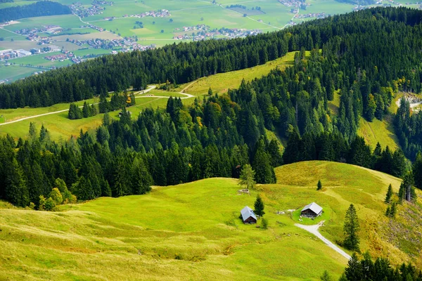 Lande Mozzafiato Montagne Foreste Piccoli Villaggi Bavaresi Lontananza Vista Panoramica — Foto Stock