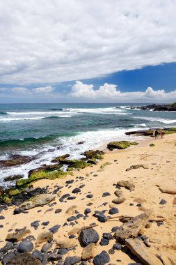 Hookipa Beach Maui, Hawaii, ABD beyaz kum plaj ile doğal görünümü