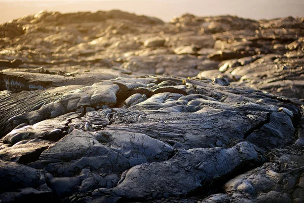 Vista Vicino Della Lava Pahoehoe Ghiacciata Sulla Grande Isola Delle — Foto Stock