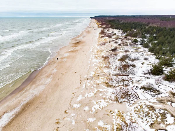 Widok Lotu Ptaka Wybrzeże Morza Bałtyckiego Pobliżu Kłajpedy Litwa Piękne — Zdjęcie stockowe