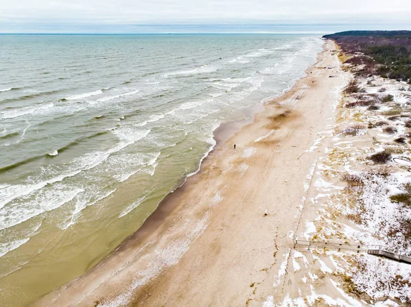 Vista Aérea Línea Costera Del Mar Báltico Cerca Ciudad Klaipeda —  Fotos de Stock