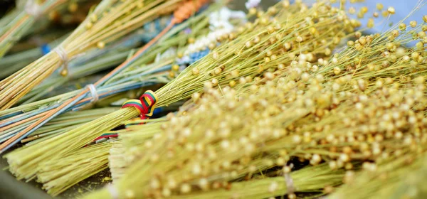 Traditional Lithuanian Easter palms known as verbos sold on Easter market in Vilnius. Lithuanian capital\'s annual traditional crafts fair is held every March on Old Town streets.