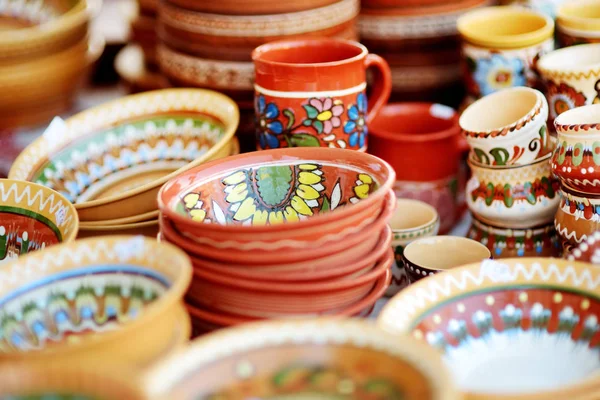 Pratos Cerâmicos Utensílios Mesa Jarros Vendidos Mercado Páscoa Vilnius Feira — Fotografia de Stock