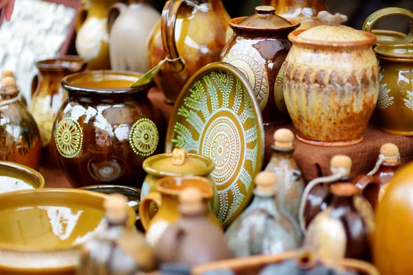 Ceramic Dishes Tableware Jugs Sold Easter Market Vilnius Lithuanian Capital — Stock Photo, Image