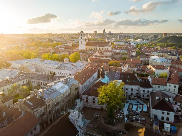 Kuzey Avrupa Nın Büyük Ortaçağ Kasabalarından Vilnius Old Town Havadan — Stok fotoğraf