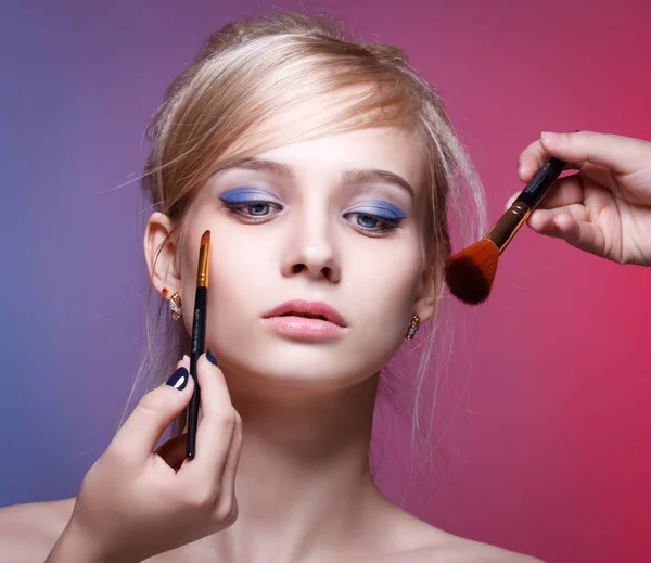 Perfecte make-up. Detail van de make-up. — Stockfoto