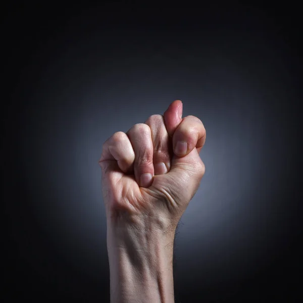 Die Menschliche Hand Einer Geste Des Blasens Von Nahaufnahmen Auf — Stockfoto