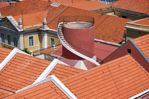 Tiled roofs of the residential houses in Alfama. Lisbon. Portuga — Stock Image Tiled roofs of the residential houses in Alfama. Lisbon. Portuga Royalty Free Stock Photos