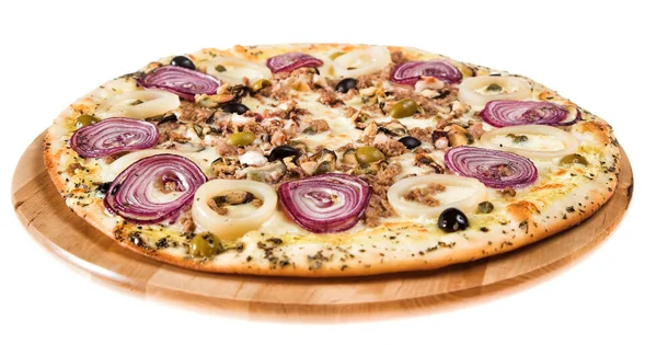 Lahodná pizza s mořskými plody — Stock fotografie