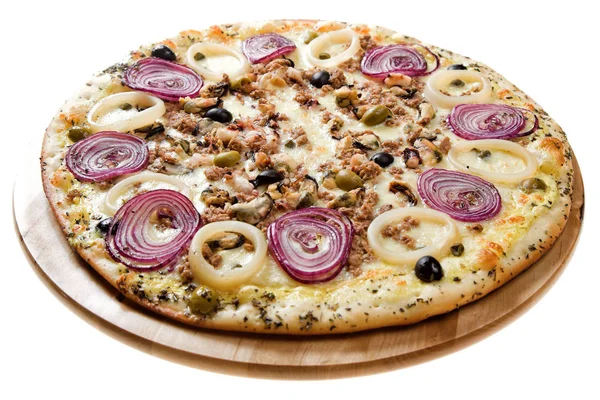 Läcker pizza med skaldjur — Stockfoto