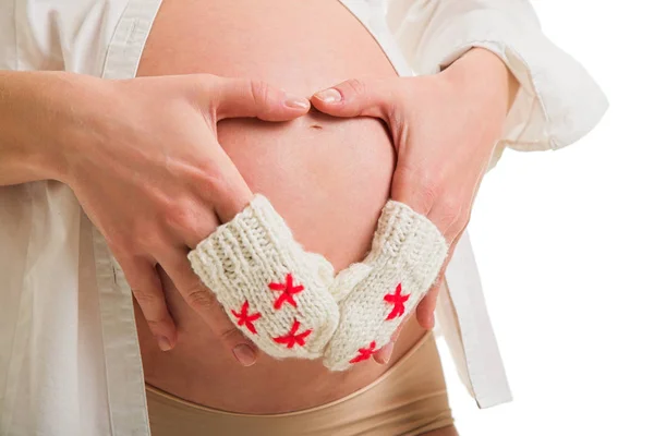 Pregnant woman in white blouse — Stock Photo, Image