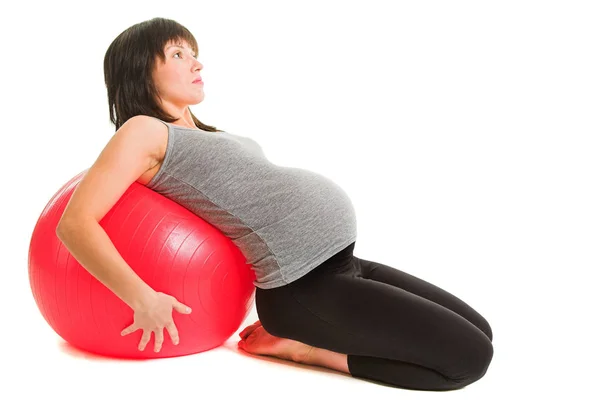 Mulher grávida fazendo exercícios — Fotografia de Stock