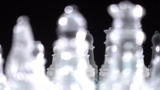 Glass chess pieces — Stock Video