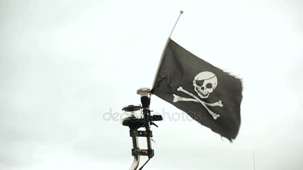 Piratflaggning viftar — Stockvideo