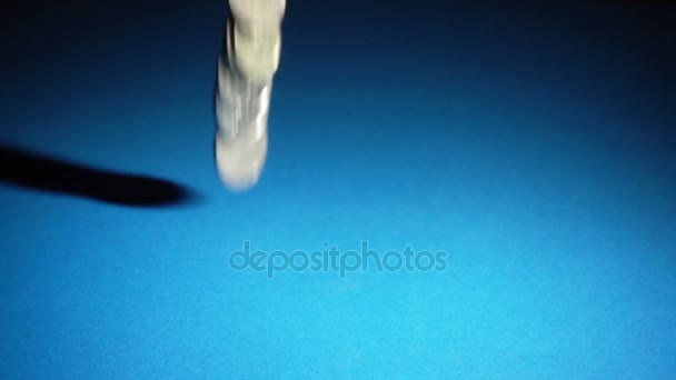 Coins Falling Blue Background — Stock Video