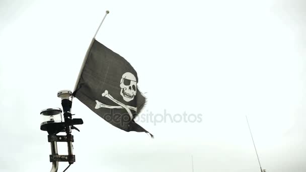 Pirate Flag Boat Close — Stock Video