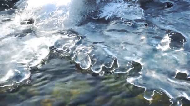 Eisscholle Auf Dem Altai Bach Frühling Sibirien Russland — Stockvideo