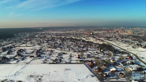 Flygfoto Över Byn Vinter — Stockvideo