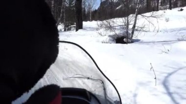 Altay, Rusya, 15 Şubat 2017: Kar arabası rides kış Sibirya orman