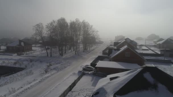 功率冬村子在雾中飞翔 — 图库视频影像