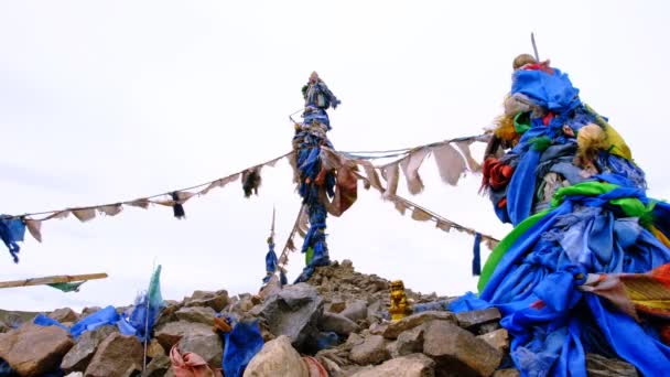 Obo Luogo Culto Gli Spiriti Locali Mongolia Occidentale — Video Stock