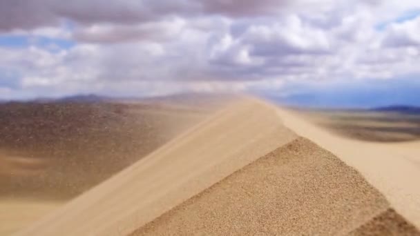 Vista Ravvicinata Delle Dune Sabbia Nel Deserto Vento Nel Deserto — Video Stock