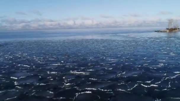 Cracked Ice Floe Floating Blue Water — Stockvideo