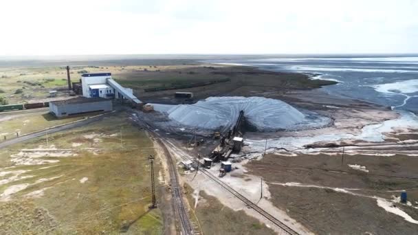 Салт Завод Открытым Небом Озеро Бурлин — стоковое видео