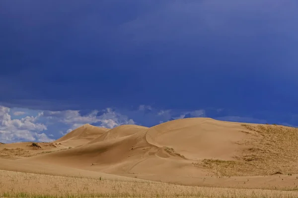 Barkhans Mongolië Zandduinwoestijn Mongoolse Els Bij Het Durgen Nuur Meer — Stockfoto