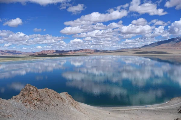 Ciel Nuageux Soirée Reflète Dans Lac Tolbo Nuur — Photo