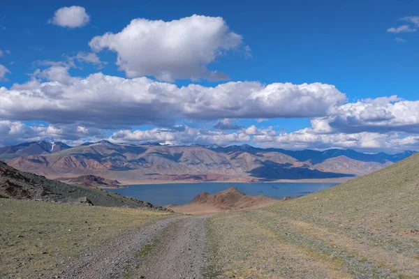 Ciel Nuageux Soirée Reflète Dans Lac Tolbo Nuur — Photo