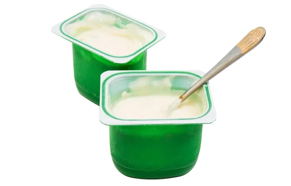 Taza de yogur abierta — Foto de Stock