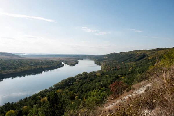 Autumn landscape of the Dniester River — Stock Photo, Image