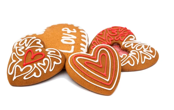 Biscoitos de coração de gengibre — Fotografia de Stock