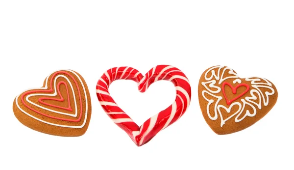 Gingerbread kalp kurabiye — Stok fotoğraf