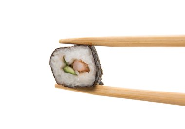 suşi ile izole chopsticks